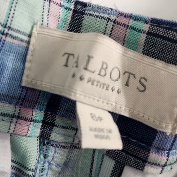Talbots Blue Plaid Shorts Womens Petite Size 6P - Picture 3 of 3